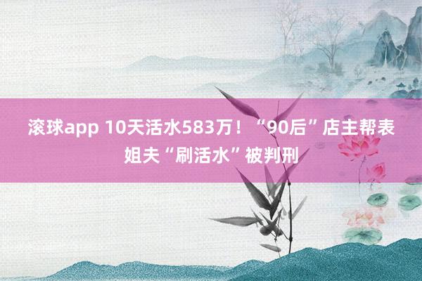 滚球app 10天活水583万！“90后”店主帮表姐夫“刷活水”被判刑