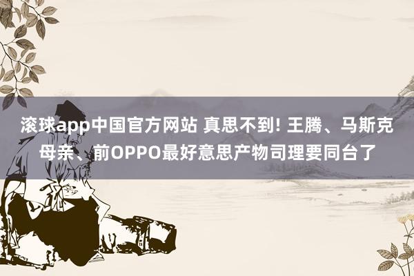 滚球app中国官方网站 真思不到! 王腾、马斯克母亲、前OPPO最好意思产物司理要同台了