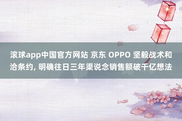 滚球app中国官方网站 京东 OPPO 坚毅战术和洽条约, 明确往日三年渠说念销售额破千亿想法