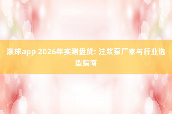 滚球app 2026年实测盘货: 注浆泵厂家与行业选型指南