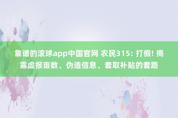靠谱的滚球app中国官网 农民315: 打假! 揭露虛报亩数、伪造信息、套取补贴的套路