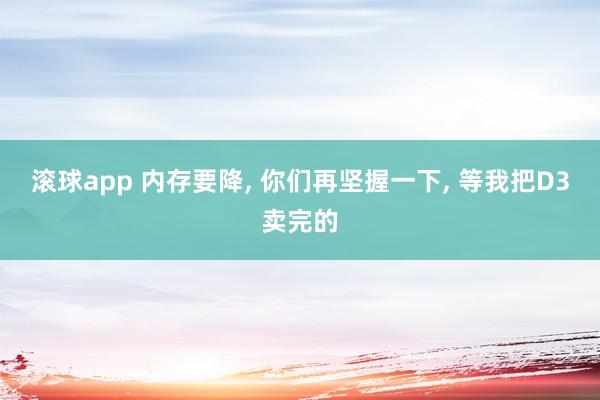 滚球app 内存要降, 你们再坚握一下, 等我把D3卖完的