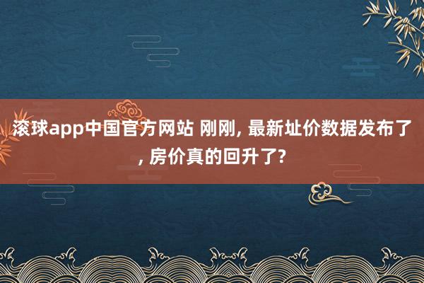 滚球app中国官方网站 刚刚, 最新址价数据发布了, 房价真的回升了?