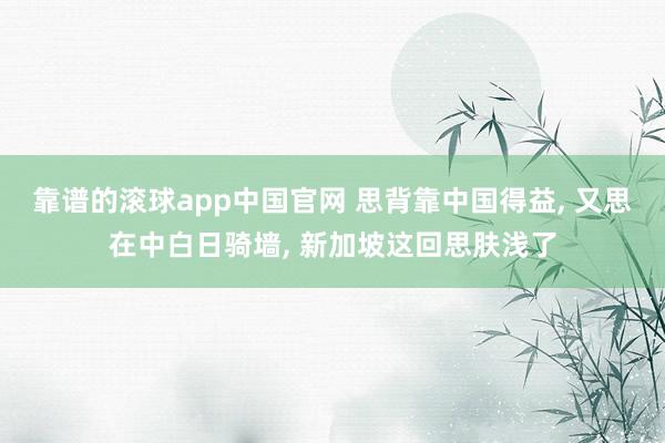 靠谱的滚球app中国官网 思背靠中国得益, 又思在中白日骑墙, 新加坡这回思肤浅了