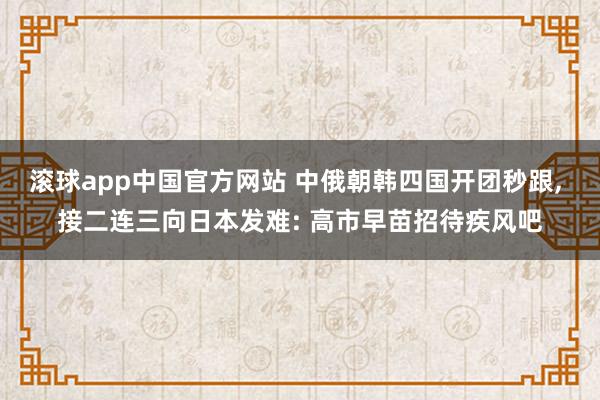 滚球app中国官方网站 中俄朝韩四国开团秒跟, 接二连三向日本发难: 高市早苗招待疾风吧
