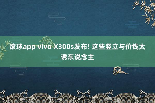 滚球app vivo X300s发布! 这些竖立与价钱太诱东说念主