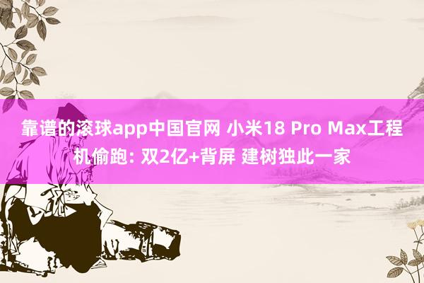 靠谱的滚球app中国官网 小米18 Pro Max工程机偷跑: 双2亿+背屏 建树独此一家