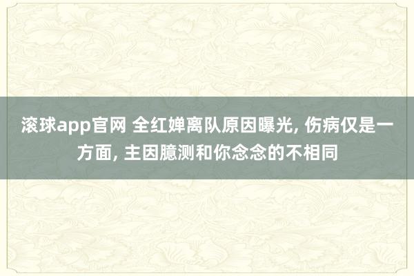 滚球app官网 全红婵离队原因曝光, 伤病仅是一方面, 主因臆测和你念念的不相同