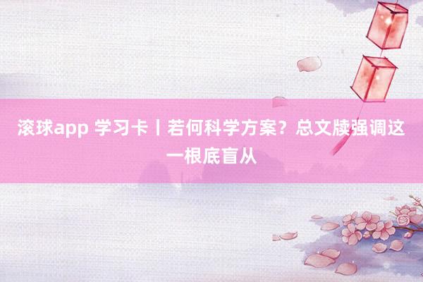 滚球app 学习卡丨若何科学方案？总文牍强调这一根底盲从