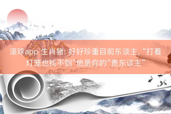 滚球app 生肖猪: 好好珍重目前东谈主， “打着灯笼也找不到”他是你的“贵东谈主”