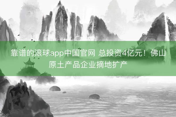 靠谱的滚球app中国官网 总投资4亿元！佛山原土产品企业摘地扩产