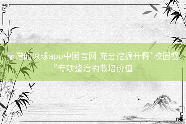靠谱的滚球app中国官网 充分挖掘开释“校园餐”专项整治的栽培价值