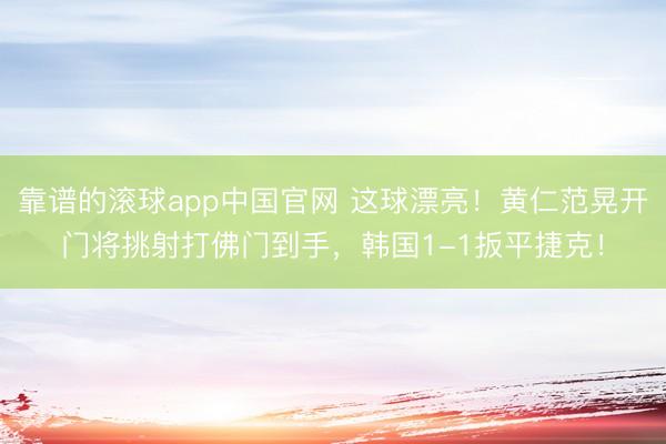 靠谱的滚球app中国官网 这球漂亮！黄仁范晃开门将挑射打佛门到手，韩国1-1扳平捷克！