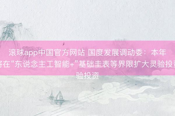 滚球app中国官方网站 国度发展调动委：本年将在“东说念主工智能+”基础圭表等界限扩大灵验投资