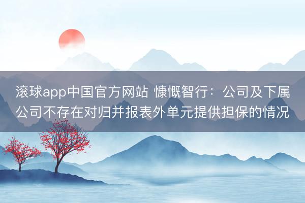 滚球app中国官方网站 慷慨智行：公司及下属公司不存在对归并报表外单元提供担保的情况