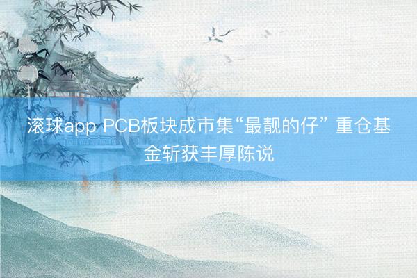 滚球app PCB板块成市集“最靓的仔” 重仓基金斩获丰厚陈说
